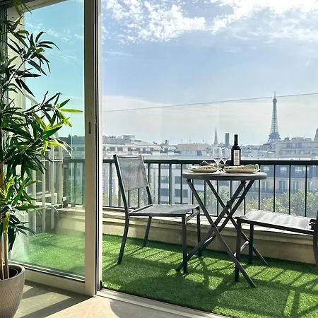 Champs - Elysees View Studio With Balcony - Ac For 3 Apartment